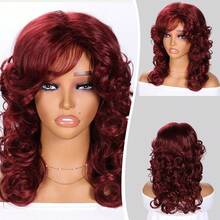 Women'S Stylish Curly Wavy Synthetic Wig With Bangs, Made From High-Temperature Fibers, Featuring A Breathable Rose Net Cap, Density, Basic Style, Suitable For Everyday Wear, Halloween And Special Occasions - Multicolor - View 8