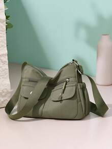 Minimalist Casual Multi-Pocket Crossbody Bag, Adjustable Shoulder Strap, Lightweight And High-Quality Texture, Women's Daily Commute Shoulder Bag - Multicolor - View 15