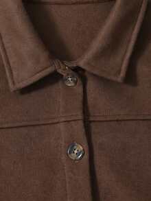 Tween Girl Korean Style Minimalist Elegant Warm Fashion Short Versatile Brown Jacket - Brown - View 5