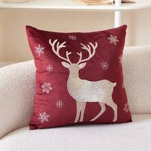 LCUHPCL 1 chiếc vỏ gối thêu 3D hình hươu Giáng Sinh mùa Thu/Đông, trang trí nhà cửa cho sofa, phòng khách, phòng ngủ, tiệc và các không gian khác - Gỗ đỏ - Xem 7