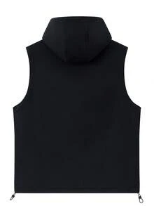 NBCT Women's Patchwork Hooded Sleeveless Vest With Kangaroo Pocket, Outdoor Casual Sports Utility Jacket - Black - View 5