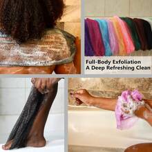 2pcs African Mesh Bath Sponge, Tear-Resistant Exfoliating Bath Ball, Body And Back Scrubbing, Long Nylon Exfoliating Bath Towel, Suitable For All Skin Types Daily Use - Exfoliating Body Scrubber - View 4