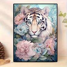 1PC DIY 5D Diamond Painting Kit Tiger Pattern - Round Full Diamond Art Mosaic Craft, Home Wall Decor, Unframed - No Frame - View 3