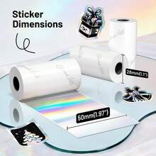 3/6/9Pcs Silver Self-Adhesive Thermal Paper, 50mm X 3.5m, 3-Rolls | Glossy Laser Sticker Paper Label Compatible With Phomemo M02/M02 Pro/M02S/P2S/M04S Mini Sticker Printer, Diameter 28mm - View 7