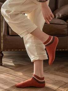 5/10/15 Pairs Unisex Contrast Striped Short Socks, Ribbed Knit Low-Cut Casual Socks, Soft Comfortable Multi-Color Versatile Daily Socks - Multicolor - View 3