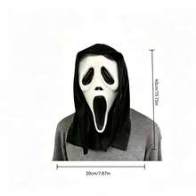 Máscara de Látex de Cabeça Completa com Rosto de Fantasma Aterrorizante com Língua para Fora, Acessório de Cabeça com Lenço Preto de Fantasma, Adereços de Cosplay de Halloween, Acessório de Cabeça para Fantasia de Casa Assombrada e Festa à Fantasia - Visão 10