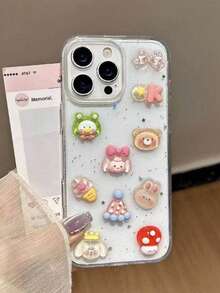 Ins 小眾樹脂女孩與小動物手機殼，適用於 Apple 16ProMax、新款 15Pro/14plus、時尚小眾 13 女款 12pro/11 防震保護殼，適合 17promax 17pro 17 17Air 智慧型手機保護殼，送給家人、朋友和同學的最佳禮物 - 彩色 - 查看 3