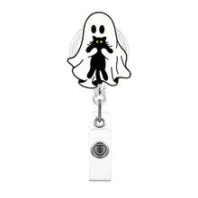 1pc Halloween Ghost Black Cat Acrylic Retractable Badge Reel ID Holder - Multicolor - View 15