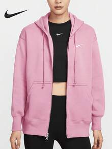 Jaket Fleece Wanita Nike Asli Baru Model Oversize dengan Resleting DQ5759-699 - DQ5759-699 - View 1