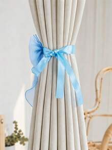 French Style Bowknot Curtain Tieback, Sheer Satin Ribbon Curtain Rope, Multi-Color No-Drill Curtain Tie, Suitable For Semi-Transparent And Regular Curtains, For Bedroom, Living Room, Romantic Home Decor - Multicolor - View 6