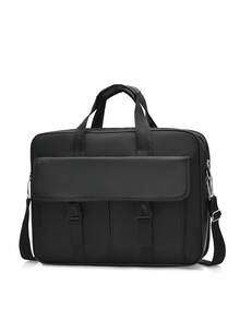 1pc Men's Business Travel Bag, Vintage Crossbody Handbag Design, Large Capacity Shoulder Bag, Zipper Closure, Adjustable Strap, Commute, Shopping, Daily Multi-Functional - Black - View 8