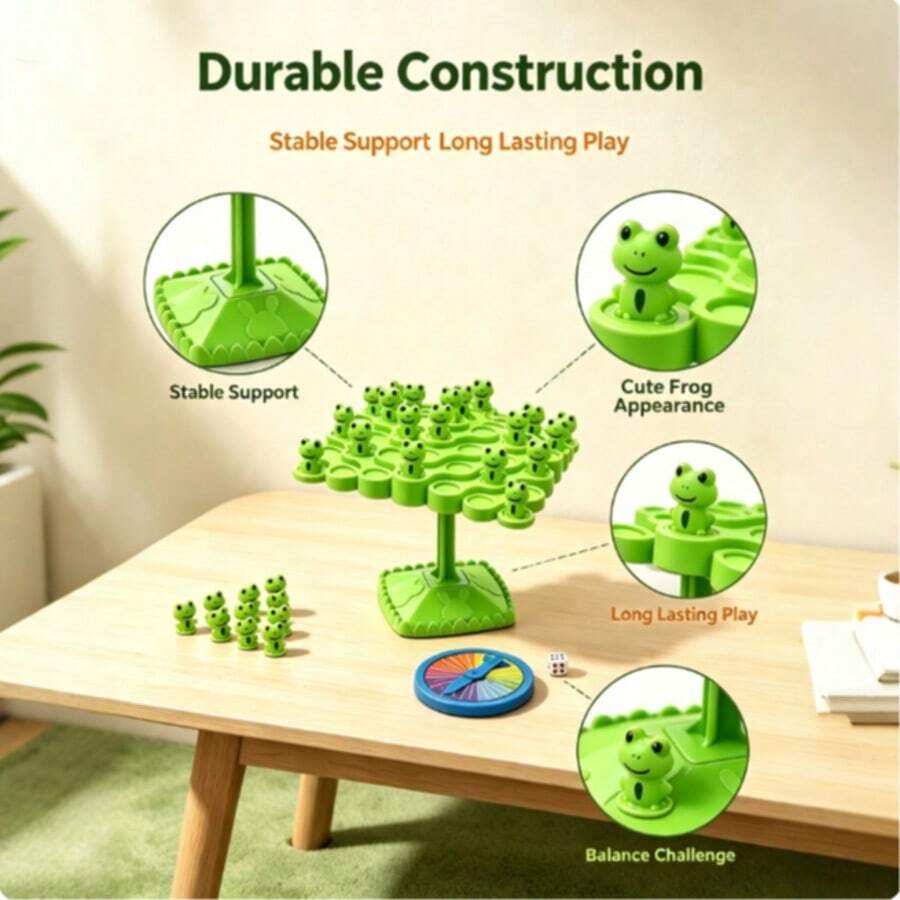 Frog Wisdom Tree Balance Challenge Interactive Entertainment Stress Relief Educational Toy For Hand-Eye Coordination - Green - View 1
