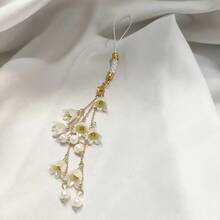 1pc Ins Style White Lily Home Decor Hanging Ornament, Home Pendant, Phone Chain, Bag Charm, Exquisite High-End Elegant Phone Lanyard, Suitable As Gift For Friends And Family - Multicolor - View 4
