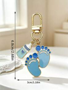 1 Custom Birthday Commemorative Keychain, Baby Footprint Heart Keychain, Engraved With Custom Name And Date, Birthday Or Baby Baptism Party Gift - Multicolor - View 2