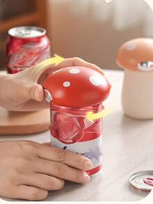 2 In 1 Can Opener Cute Mushroom Multi Functional Automatic Beer Kitchen Press Lid Beer Corkscrew Tools Portable Kitchen Accessories Bar Gadgets - Multicolor - View 3