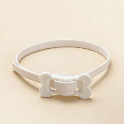White - Large Silicone Pet Collar With Adjustable Buckle