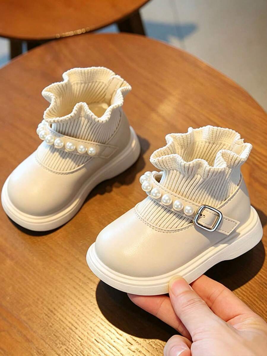 New Autumn/Winter Baby Walking Flat Shoes - Beige - View 1