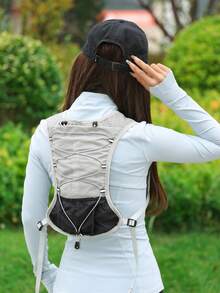 1pc Fashion Portable Cycling Water Bag Backpack, Multi-Compartment Design, Unisex Practical Fitness Bag, Fitness Training Bag, Multi-Functional Running Bag, Multi-Pocket Bicycle Bag. Note: Two Styles Will Be Randomly Shipped, With Or Without Letters. - Grey - View 7