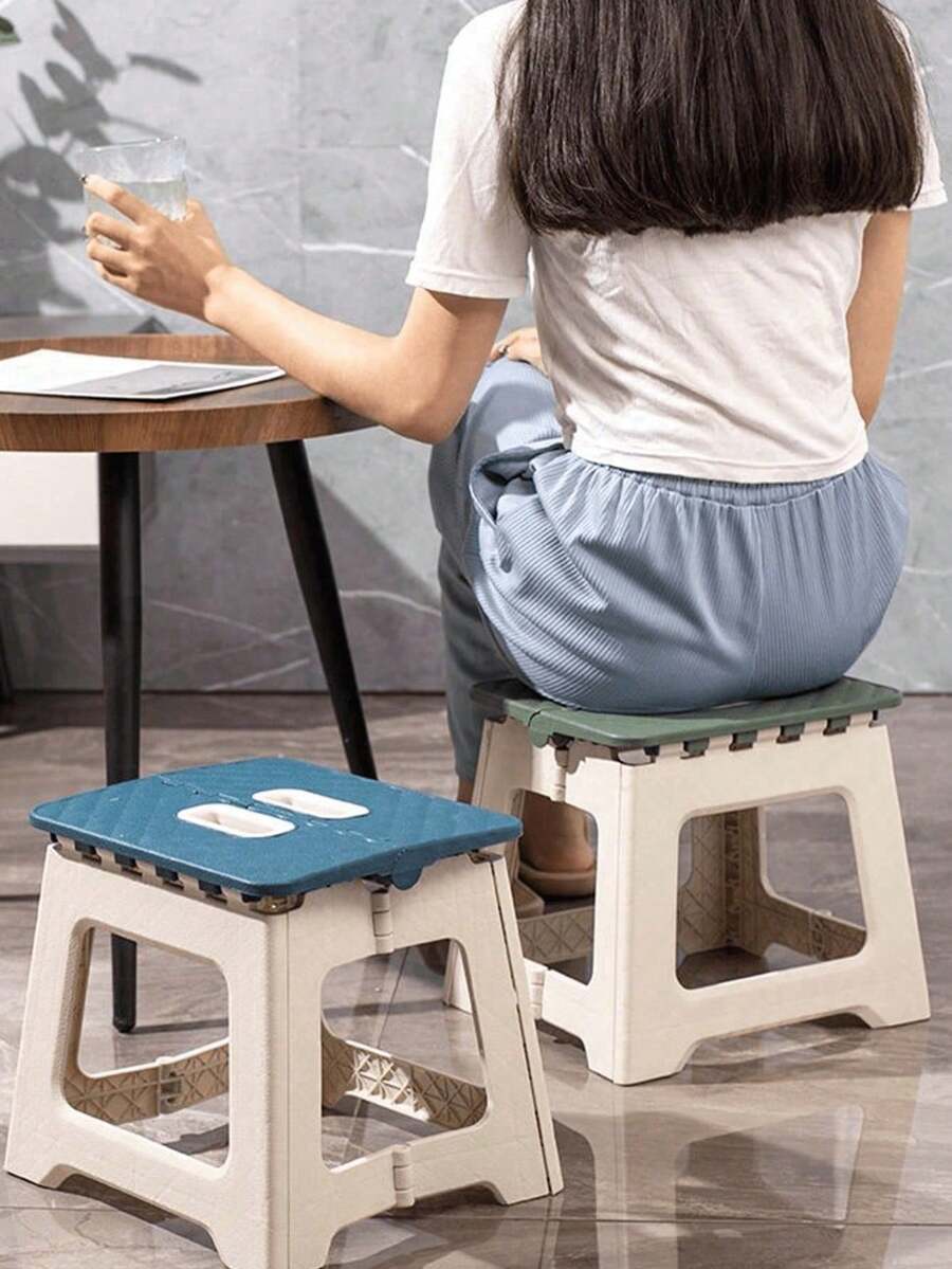 1pc Ultra-Portable Folding Stool, Say Goodbye To Bulkiness, With Handle, Quick Unfold And Fold, Thickened Mini Outdoor Adult Chair, Fishing Stool, Suitable For Kitchen Step Stool, Bathroom Stool, Guest Spare Stool - Multicolor - View 1