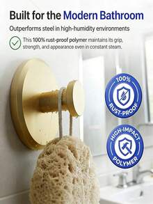 1/2Pcs Punch‑Free Stainless Steel Suction Cup Hooks, Wall‑Mounted Shower Towel Hanger, Suction Rack Fit For Tile, Glass, Mirror & Door, Hanging Towels Robes Coats, Multi‑Use Storage Hook For Kitchen And Bathroom Home Use - Multicolor - View 2