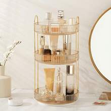 Organizer Makeup Berputar 360°, Cocok untuk Meja Rias, Kotak Penyimpanan Perawatan Kulit Transparan Kapasitas Besar, Kotak Penyimpanan Parfum, Organizer Meja Rias, 1 buah, Perlengkapan Penting untuk Kembali ke Sekolah - Sampanye - View 5