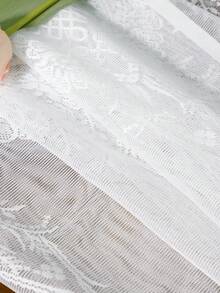 1PC European Style Lace Rod Pocket Short Curtain, White Embroidered Gauze Bay Window Small Curtain, French 3D Embroidery Half Curtain For Window, Cabinet, Partition - Multicolor - View 8