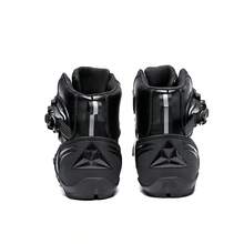 Men's Casual Motorcycle Boots, Suitable For Racing And Combat, Fashionable Motorcycle Shoes, Riding Shoes, With Rotating Buckle, PU Material Motorcycle Shoes - Black and Gray - View 6