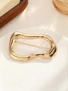 2pcs Women's Polished Shiny Asymmetrical Teardrop Metal Brooches, Minimalist Luxury Accessory For Fixing Clothing Corners, Cool Style Jewelry, Suitable For Suits, Coats, Daily Commute, Parties, Banquets, Vacation Outfits - Multicolor - View 5