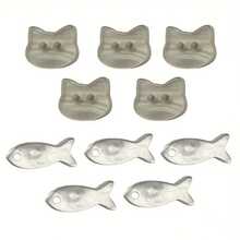 11/22/33Pcs Cat & Fish Shaped Sewing Buttons, Double Hole Faux Pearl Shell Texture Decorative Buttons, Black & White Animal Buttons, Suitable For Clothing, Sweaters, Crochet, Scrapbooking, Handmade Jewelry DIY Materials, Random Color - Multicolor - View 9