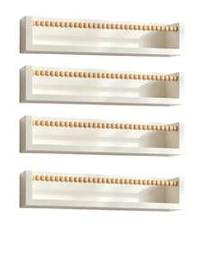 1/2/3/4pcs Kids Room Floating Shelves, Minimalist Design Wall-Mounted Storage Rack, Wall-Mounted Student Bookshelf, Children's Bookshelf, Picture Book Shelf, Kindergarten Bookshelf - White Board Wooden Beads - View 14