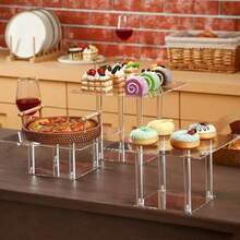 Acrylic Cake Bread Display Stand Transparent Donut Dessert Pastry Display Rack Glass Display Stand Transparent Storage Tray Kitchen Use Christmas Gift Back To School - Clear - View 9