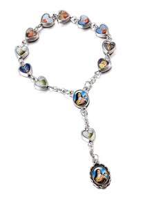 Mixed Image Enamel Our Lady Medal Floral Rosary Centerpiece Jesus Mary Catholic Alloy Crucifix Jewelry Making Charm 19mmx12mm - Multicolor - View 5