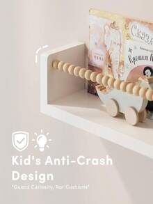 1/2/3/4pcs Kids Room Floating Shelves, Minimalist Design Wall-Mounted Storage Rack, Wall-Mounted Student Bookshelf, Children's Bookshelf, Picture Book Shelf, Kindergarten Bookshelf - White Board Wooden Beads - View 12