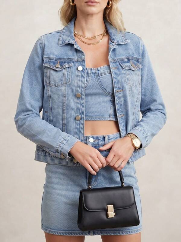 JANE FINE 9051 jaqueta Denim feminina casaco blusa casaco bulsas feminina de frio manga longa 8146 Festa junina