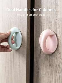 4Pcs Punch‑Free Self‑Adhesive Door Handles, Easy 30s Installation Sticky Pull Handles For Cabinet Wardrobe Drawer, Multifunctional Household Auxiliary Grips - Multicolor - View 3