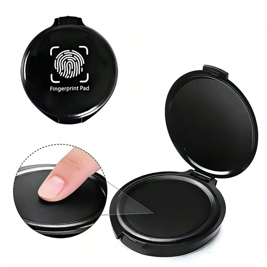 1pc Blue Portable Fingerprint Ink Pad, Suitable For Notarization, Identity Verification And Security Authentication - Blue - View 1