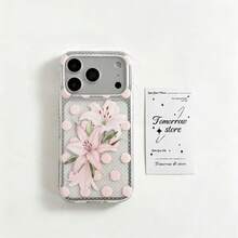 1pc Pink Butterfly Flower Pattern New Personalized Frame 2-In-1 Transparent Full Coverage TPU Anti-Drop Fashion Phone Case Compatible With Iphone 11 12 13 14 15 16 17 Pro Max - Multicolor - View 2