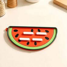 1pc Watermelon Shaped Pot Lid Holder, Multi-Functional Kitchen Spoon Rest, Heat Resistant Mat - Orange - View 7