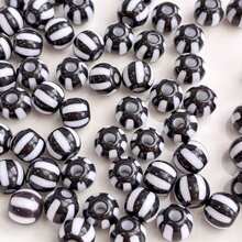 60pcs 8mm Multicolor Two‑Tone Striped Round Acrylic Stringing Beads, Color Block Loose Beads For DIY Bracelet, Keychain, Phone Charm Handmade Jewelry Supplies - Multicolor - View 14