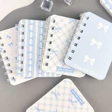 4Pcs Spiral Notebook, Portable Notepad, A7 Size, Bow Notebook, Pocket Notebook, Notebook, Office Record, Memo, Suitable For Study Record, Office, Memo, Back To School Season Essential, Suitable For Back To School / Back To School Season, Birthday Gift, Teacher's Day Gift, Thanksgiving Gift, Christmas Gift, New Year Multi-Holiday Gift - Multicolor - View 9