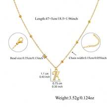 1pc Simple Fashion Initial Pendant Golden Stainless Steel Bead Chain Necklaces For Women - Yellow Gold - View 2