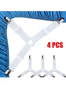 8pcs Elastic Bed Sheet Straps, Adjustable Triangle Bed Sheet Holder Clips, Keep Sheets Flat Non‑Slip, For Mattress Covers, Perfect For Halloween, Christmas, Back‑To‑School Dorm Bedroom, Stop Sheets Shifting & Wrinkling[4/1pc] - Multicolor - View 13