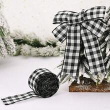 1pc Wired Plaid Ribbon 5CM Wide Christmas Decorative Ribbon Japanese Style Satin Ribbon Christmas Decoration DIY Handmade Wreath Decorative Ribbon - A - View 5