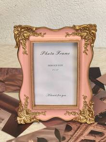 1pc European Style Rectangular Decorative Photo Frame (Random Photo Paper), Pattern Photo Display Frame, Carved Photo Frame, Rose Photo Frame, Vintage Baroque Style Photo Frame, Decorative Gold Vintage Style Photo Frame, Gilded Photo Frame, Resin Photo Frame, Suitable For Home Photo Display And Photography Decoration Ornament, Wedding Flat Lay Photography - Multicolor - View 11
