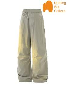 Celana Kargo Outdoor Fungsional Wanita NBCT, Desain Kaki Berkerut, Kantong Resleting Samping, Pinggang dan Manset Elastis, Cocok untuk Mendaki, Berkemah, Trekking, Bepergian, dan Pakaian Kasual - Abu garam laut - View 3