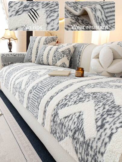 1 pièce Housse de coussin de canapé épaisse, chaude et confortable en peluche, housse de siège de canapé minimaliste moderne antidérapante, décoration de chambre, tissu de housse de canapé lavable en machine et à la main, décoration de chambre fraîche, mode, douce, sans décoloration et sans peluches, housse de protection pour animaux de compagnie, housse de canapé d'angle réglable convenant pour la chambre, le bureau, le salon, les meubles combinés, le canapé en L et le canapé 1234 places