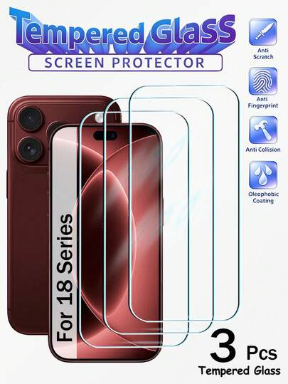RQVQJ 3Pcs Full Screen Tempered Glass Protector Protect Screen Full Screen Phone Protective Film Compatible With IPhone 18 17 16 15 14 13 12 11 Pro Max XS X XR 17 16 15 14 Plus 17e 16e Clear Protective Cover Glass Film