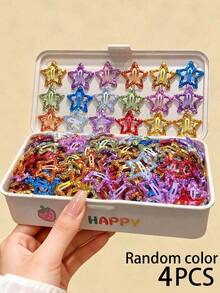 30/60/90件 隨機顏色女孩彩色星星髮飾，簡單可愛，包含BB夾、髮夾和髮針，適合女孩 - 彩色 - 查看 10