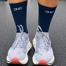 Kit Of 2 Pairs Of Adult Polyamide Running Socks With 3D Cuff, Breathable, Thermal Comfort, High Performance, Spinning, Cycling - 2 Pairs Navy Blue - View 4