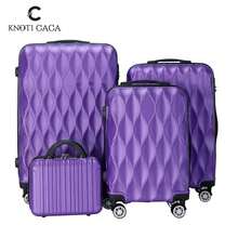 4-In-1 Luggage Set 14" 20" 24" 28", ABS Material, Combination Lock And Universal Wheels, Large Capacity, Travel, Business, Christmas Gift, Moving - 深紫色 - 查看 12